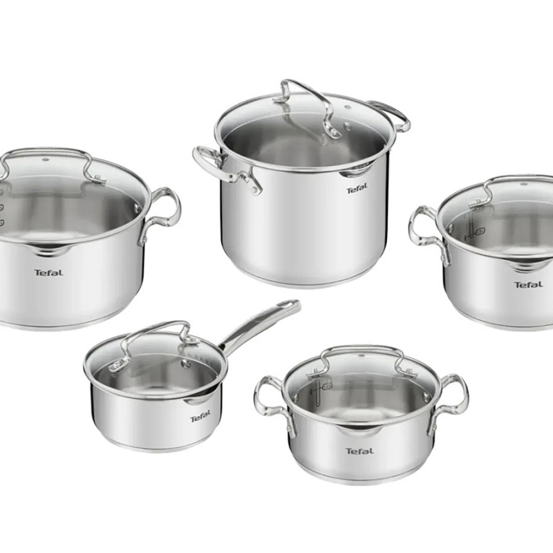 Bộ 5 nồi Inox cao cấp Tefal Duetto Plus, quánh 16cm/nồi 18cm/nồi 20/nồi 22cm/nồi 24cm G719SA55