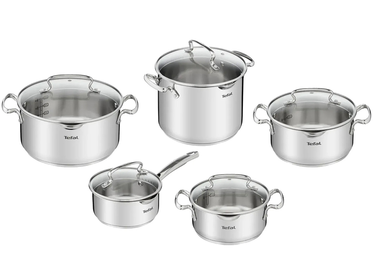 Bộ 5 nồi Inox cao cấp Tefal Duetto Plus, quánh 16cm/nồi 18cm/nồi 20/nồi 22cm/nồi 24cm G719SA55