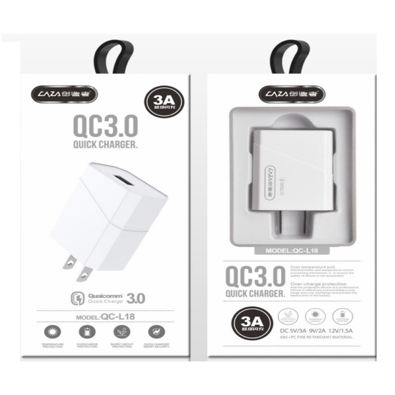 Đầu nối sạc nhanh QC3.0 Caza QC-L18 WHITE