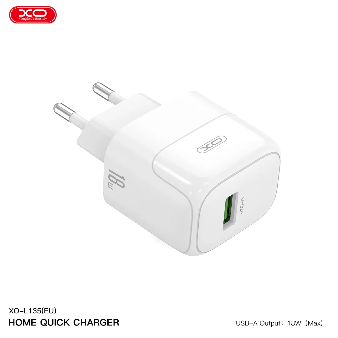 Đầu nối sạc nhanh 18W USB XO XO-L135(US) White (KG)