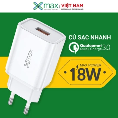 Bộ sạc nhanh 18W USB to Lightning Xmax QC3.0 XWF01L White (KG)